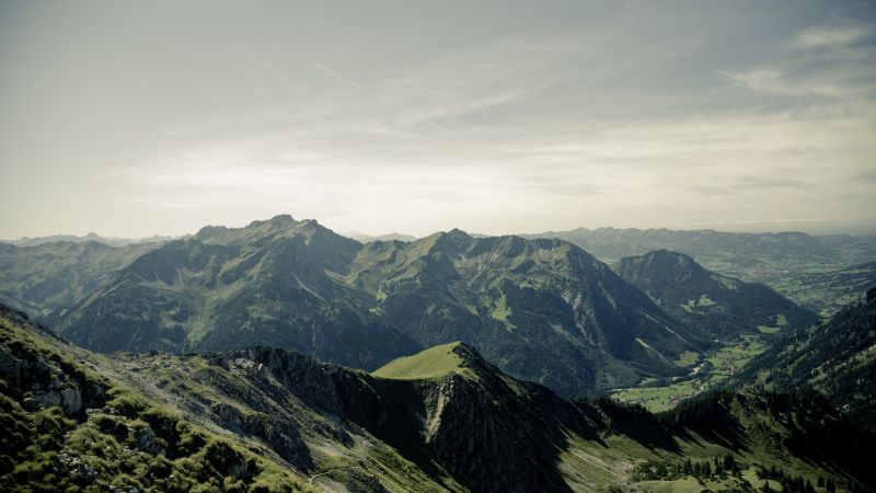 Allgaeu, 4k, 5k wallpaper, Germany, mountains, hills, sky (horizontal)