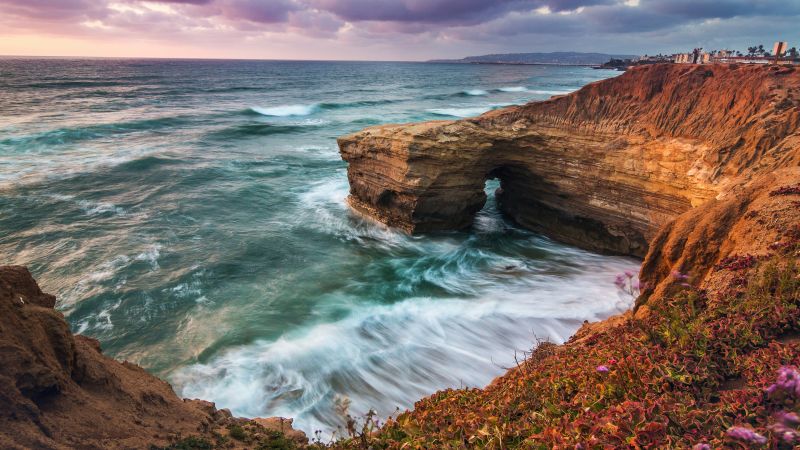 Corona Del Mar, 4k, 5k wallpaper, California, USA, Best Beaches in the World, travel, tourism, sunset, sunrise, sea (horizontal)