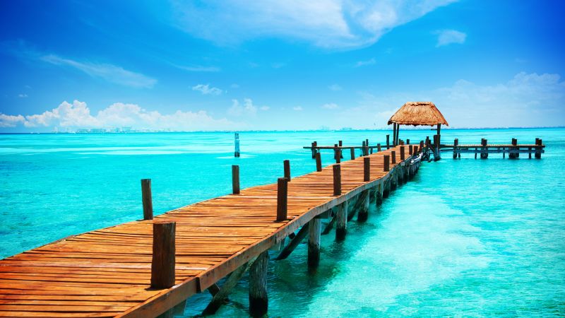 Mexico, 5k, 4k wallpaper, Cancun, The Caribbean, shore, sky (horizontal)