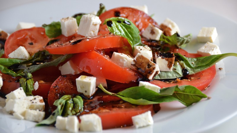 tomatoes, feta cheese, fresh herbs, balsamic (horizontal)