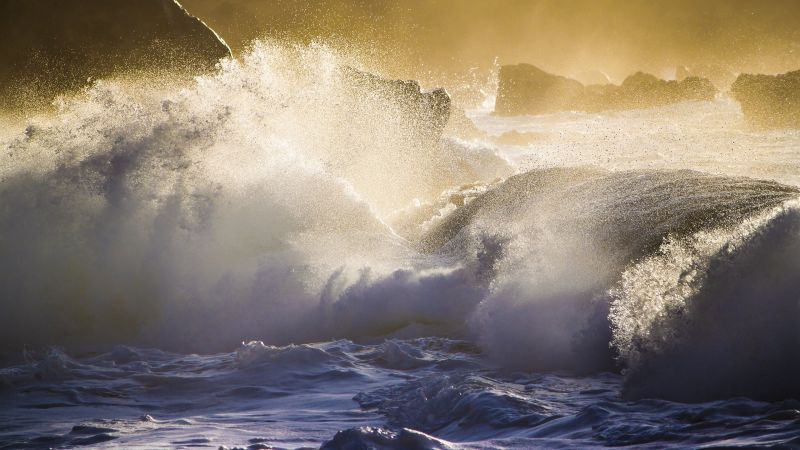 Oahu, 5k, 4k wallpaper, Hawaii, Pacific Ocean, Best beaches in the World, beach, tourism, travel, rocks, waves (horizontal)