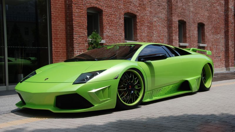 Lamborghini Murcielago, supercar, green, Frankfurt 2015 (horizontal)