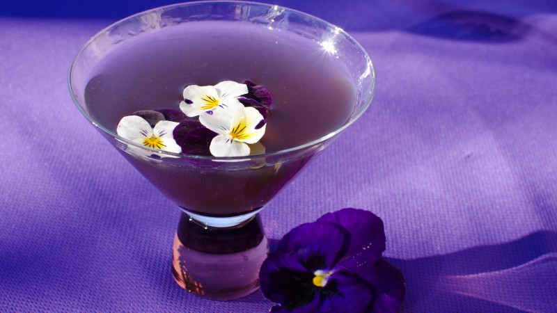 cocktails, sangria, tequila, flowers, violet (horizontal)