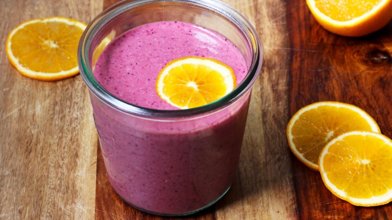 smoothies, blueberry, orange (horizontal)