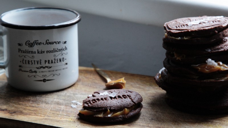 cookies, chocolate, salt, cup (horizontal)