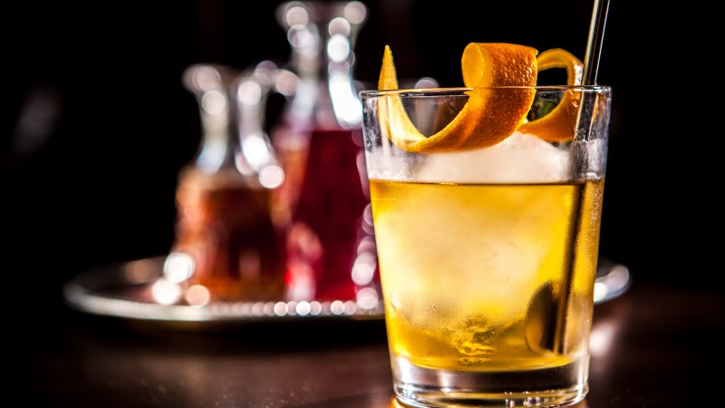 cocktails, whiskey, ice, orange,  (horizontal)