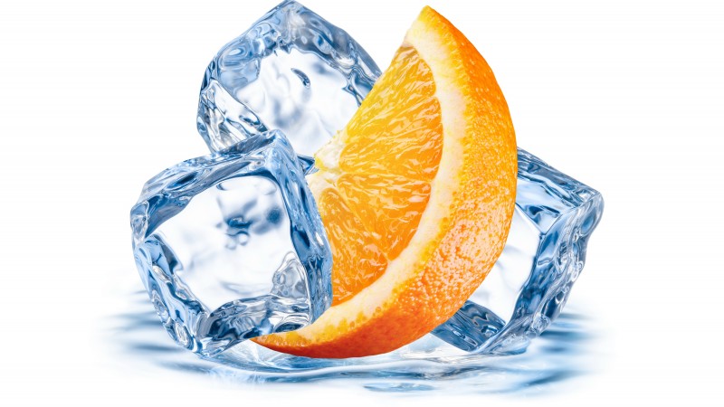 orange, ice, water (horizontal)