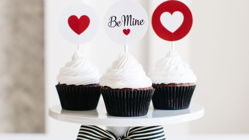 Valentine's Day, cupcake, cake, heart, love (horizontal)