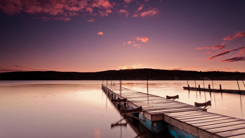 Quebec, 4k, HD wallpaper, St-Ferdinand, Canada, pink sunrise, water, lake, sea, ocean, sky, clouds (horizontal)