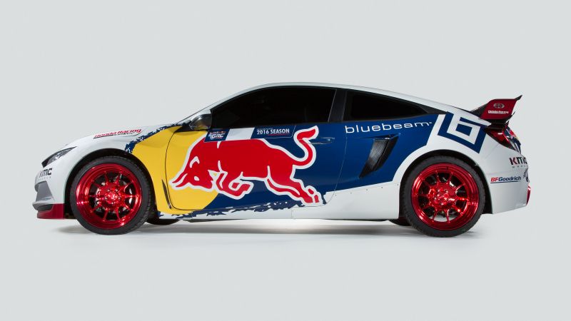 Honda Civic Coupe Rallycross, NYIAS 2016, rally, sport car, red bull (horizontal)