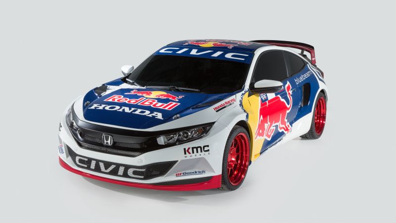 Honda Civic Coupe Rallycross, NYIAS 2016, rally, sport car, red bull (horizontal)