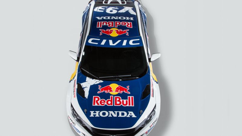 Honda Civic Coupe Rallycross, NYIAS 2016, rally, sport car, red bull (horizontal)