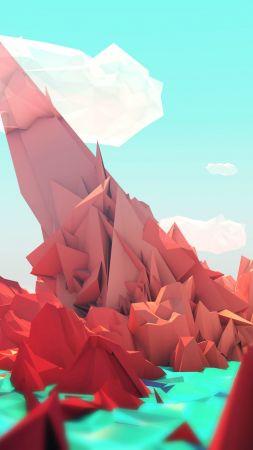 polygon, 4k, 5k wallpaper, landscape, mountains, nature (vertical)