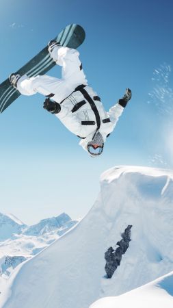 Extreme snowboarding, winter, jump, snow (vertical)