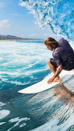 Surfing, man, sports, ocean, wave (vertical)