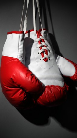 Boxing gloves, red, white, boxing (vertical)