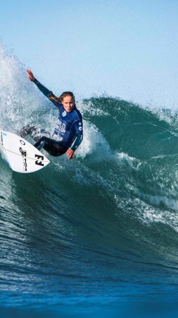 Surfing, girl, sea, underwater (vertical)