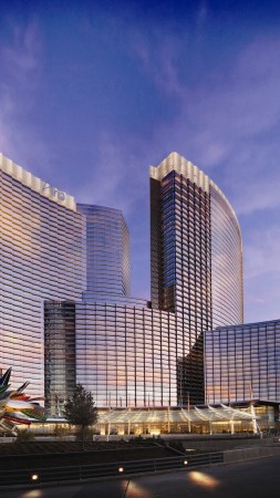 Las Vegas, Usa, Nevada, ARIA, hotel, travel, vacation, booking, resort, twilight, sky, clouds (vertical)