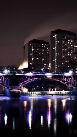 Glasgow, Scotland, Hotel, bridge, sea, lake, ocean, water, light, night, sky, travel, vacation, booking (vertical)