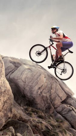 rock, climbing, cycle, extreme (vertical)