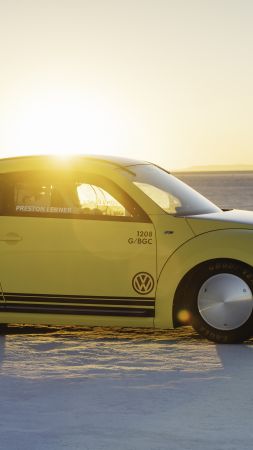 Volkswagen Beetle LSR, rally, yellow, speed (vertical)