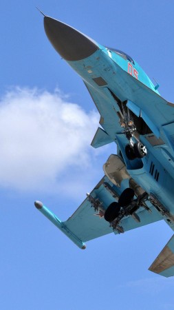 Sukhoi Su-34, fighter aircraft, Russian army, air force, Russia (vertical)