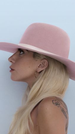 Lady Gaga, joanne, blonde, pink, hat, music (vertical)