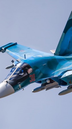 Sukhoi Su-34, fighter aircraft, Russian army, Russian air force (vertical)