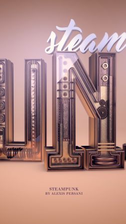 abstract, 5k, 4k wallpaper, font, typography, steam punk, shape, 3D (vertical)