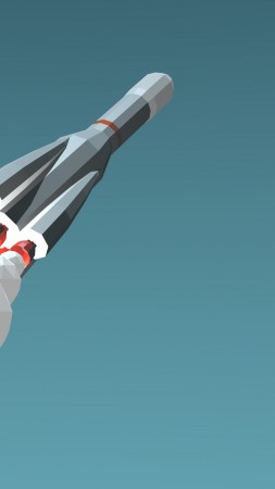 rocket launch, 4k, 5k, iphone wallpaper, low poly, minimalism, blue (vertical)