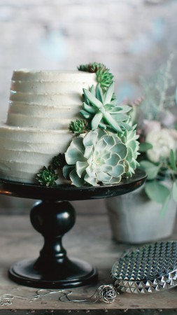 wedding cake, flowers, 4k (vertical)