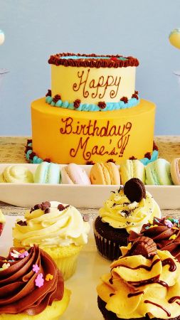 birthday cake, macarons, receipt, 4k (vertical)