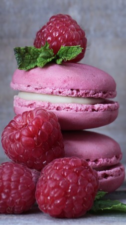 macarons, raspberries, mint, delicious, 5k (vertical)