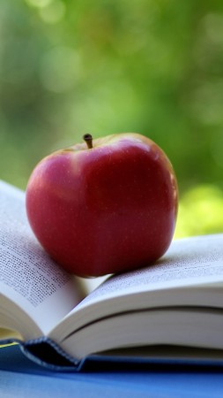 apple, book, 4k (vertical)