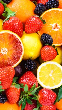 fruit, apple, orange, strawberry, lemon, blackberry, 5k (vertical)