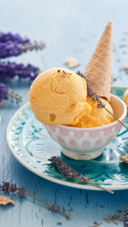 ice cream, lavender, delicious, 4k (vertical)