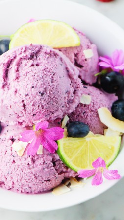 ice cream, lime, blackberries, raspberries, delicious, 4k (vertical)