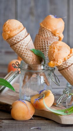 ice cream, apricot, delicious, 4k (vertical)