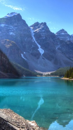 Lake, 4k, HD wallpaper, Mountains. Forest, Pine (vertical)