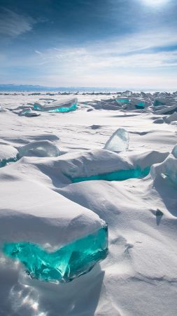 Lake Baikal, ice, snow, HD (vertical)