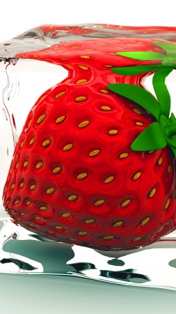 strawberry, ice, 8k (vertical)