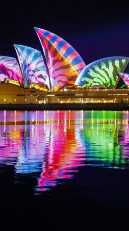 Opera house, Sydney, Australia, night, 4k (vertical)