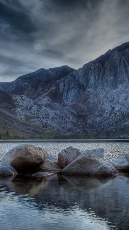 Convict Lake, Mount Morriso, California, 4k (vertical)