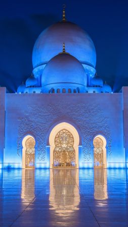 Sheikh Zayed Mosque, Abu Dhabi, night, 8k (vertical)