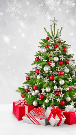 Christmas, New Year, gifts, fir-tree, snow, 5k (vertical)