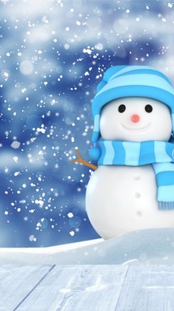 Christmas, New Year, snow, winter, snowman, 4k (vertical)