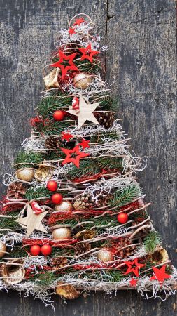 Christmas, New Year, toys, fir-tree, balls, decorations, 5k (vertical)