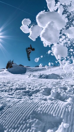 snowboarding, winter, snow, 4k (vertical)