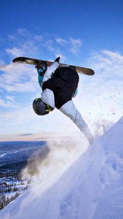 snowboarding, winter, snow, sky, 4k (vertical)