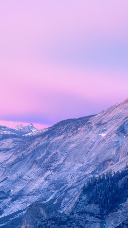 yosemite, 5k, 4k wallpaper, forest, OSX, apple, mountains, sunset, snow (vertical)